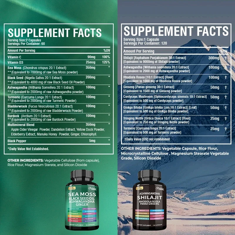 Shilajit + Sea Moss Capsules - - Tulsi Holy Basil recension och pris