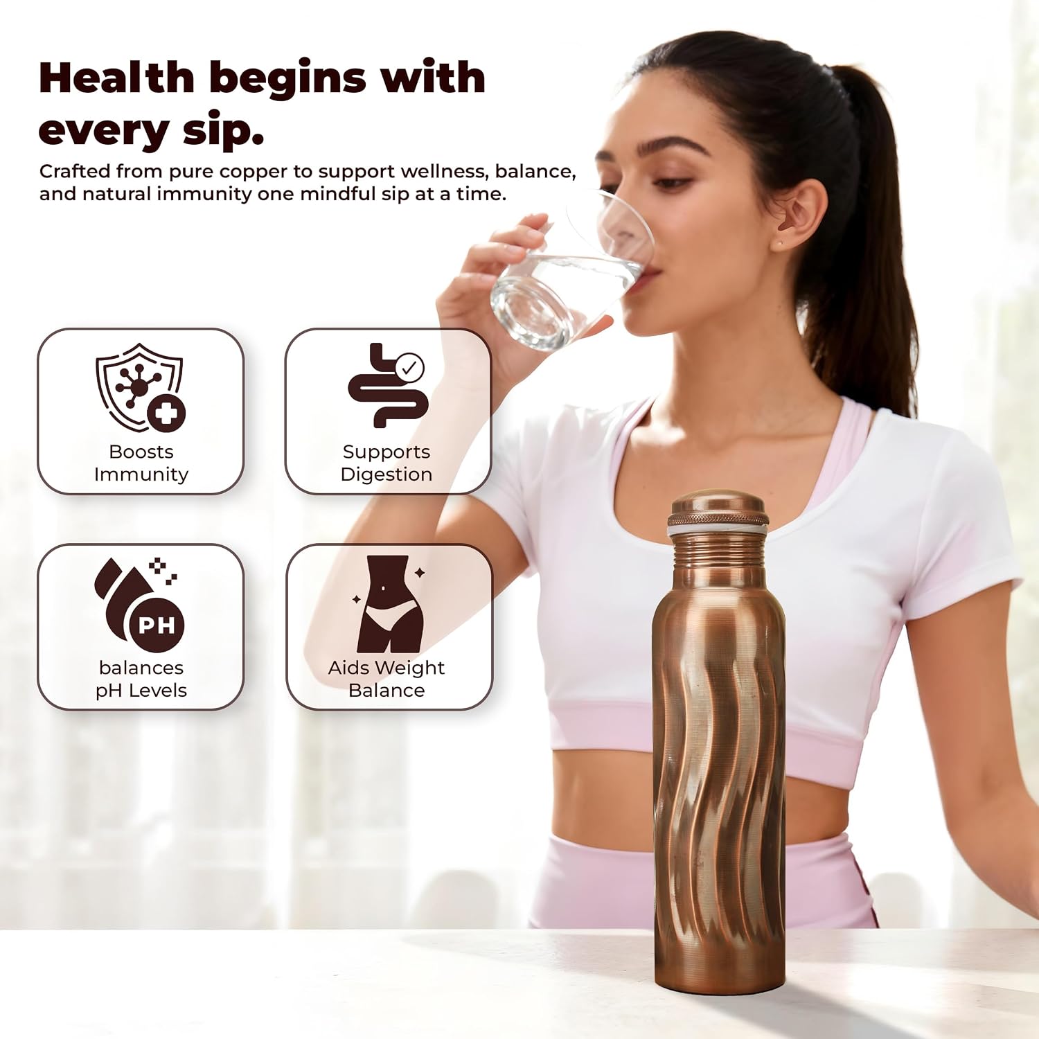 Antique Copper Water Bottles 1 - Ayurvedic & Herbal Wellness Kits recension och pris